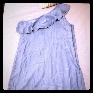 One shoulder jean dress